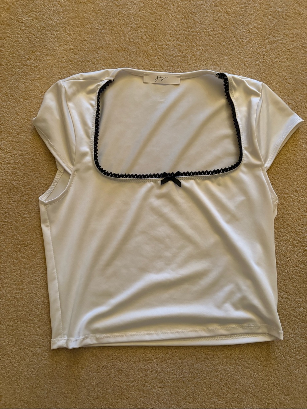 Black & White Square Neck Cropped Tee
